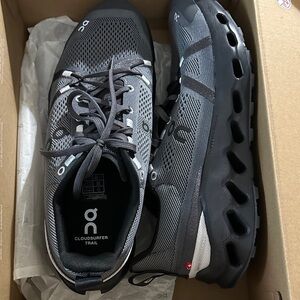 On Running Cloudsurfer Trail Men's Black and Gray Athletic Shoes